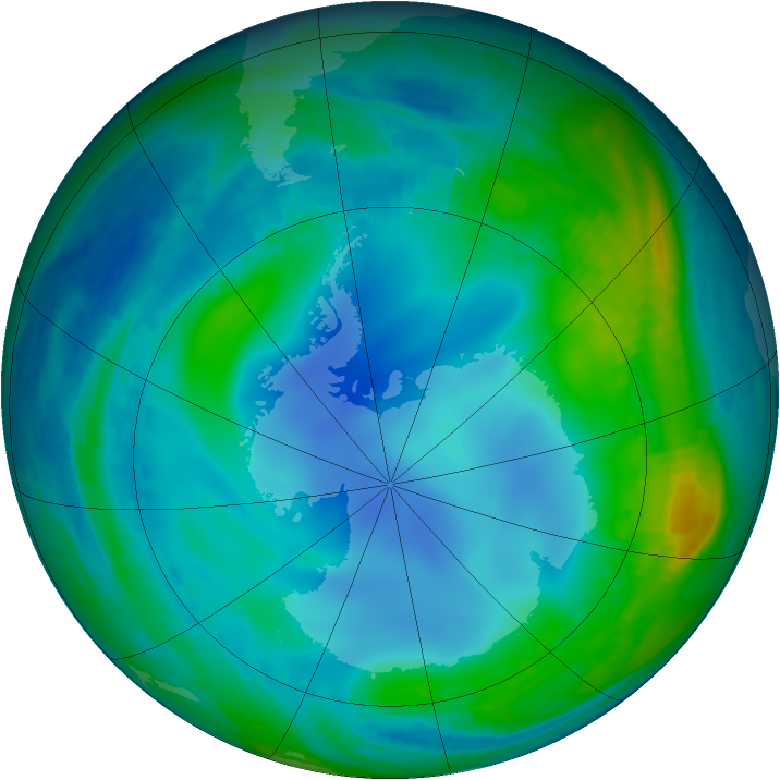 Antarctic ozone map for 05 June 2000